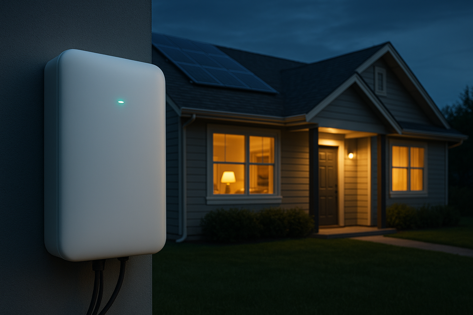 Backup box conectat la un sistem fotovoltaic, cu panouri solare pe acoperiș – soluție de backup
