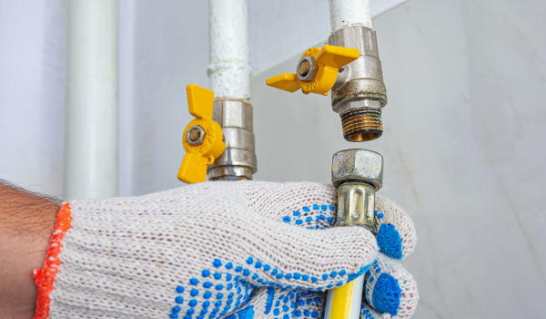 montare furtun la robinet instalație gaze pentru prevenirea scurgerii de gaz  